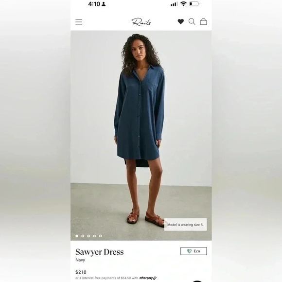 Like New Sawyer button shirtdress from Rails, Size Medium, Cobalt White Plaid - Picture 10 of 10